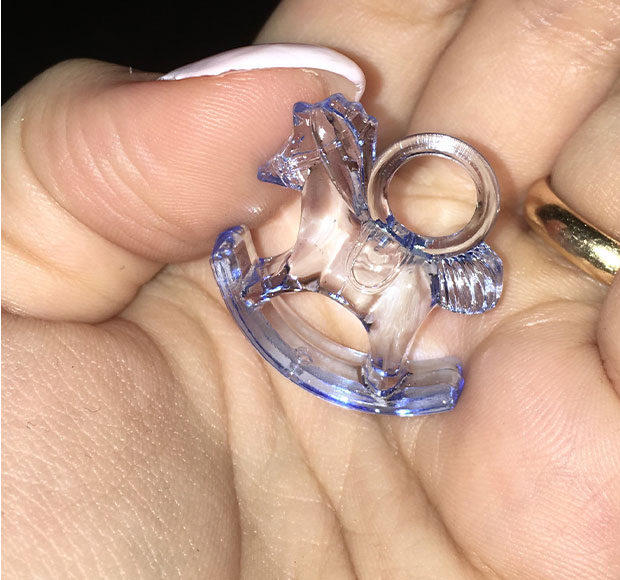 Ciondolino Cavallo a dondolo applicazione bomboniera nascita bimbo